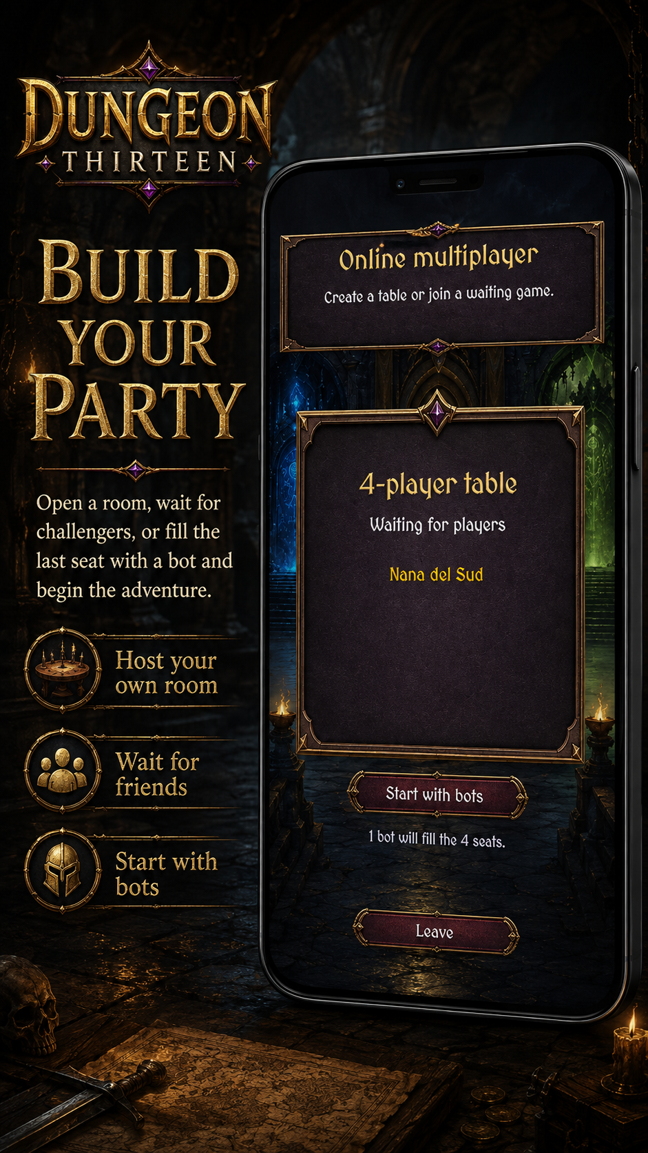 Dungeon Thirteen: stanza multiplayer in attesa di giocatori
